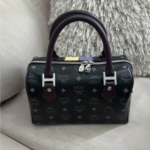 MCM Black and Dark Purple Satchel